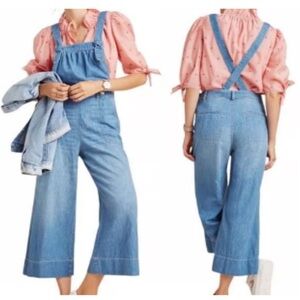 Anthropologie Crop Wide Leg Overalls - Adjustable Straps - 26